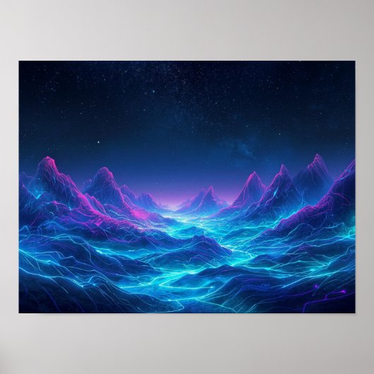 Etherische Topografie: Een Neon Synthwave Odyssey Poster (Voorkant)
