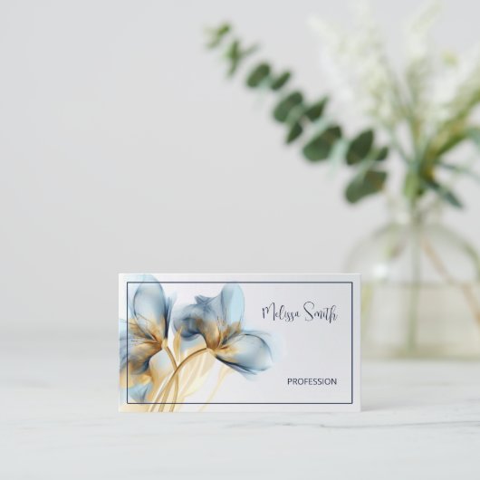 Etherische turquoise gouden bloemen visitekaartje (Staand voorkant)