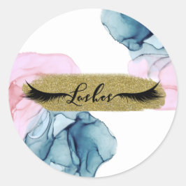 Etherische Turquoise Roze Elegante Moderne Glam Wi Ronde Sticker