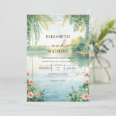 Etherische vijver Bloemen Waterverf bruiloft Kaart (Staand voorkant)