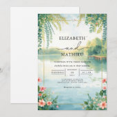 Etherische vijver Bloemen Waterverf bruiloft Kaart (Voorkant / Achterkant)