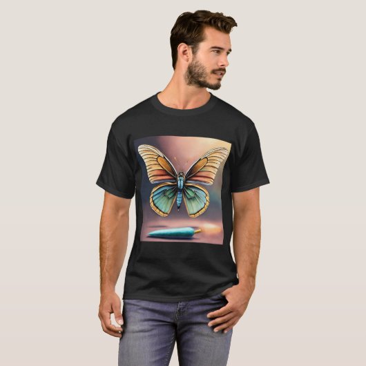 "Etherische vleugels: Levendig vlinder design T-sh T-shirt (Voorkant volledig)