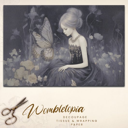 Etherische Vlinder Monochrome Fantasie Decoupage Tissuepapier