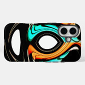 Etherische Vloeiing | Zwarte, Cyaan & Witte Abstra Case-Mate iPhone Case (Achterkant (horizontaal))