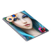 Etherische vrouw met bloemen in haar blauwe haar notitieboek (Rechterzijde)