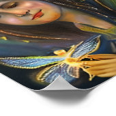 Etherische vrouw met gouden sprookjesachtige vlind poster (Hoek)