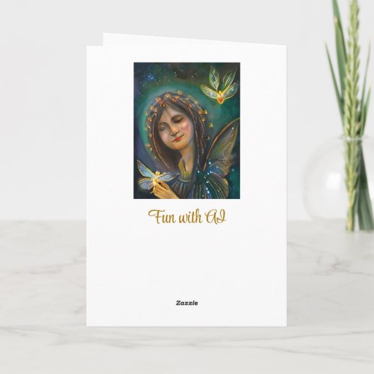 Etherische vrouw met gouden vlinders Verjaardag Kaart (Achterkant)