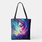 ETHERISCHE Vrouw met Kleurrijk Stromend Licht Tas  (Achterkant)