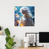 Etherische vrouw met wit haar poster (Thuiskantoor)