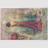 Etherische vrouw,  nouveau, gemengde media tissuepapier (Voorkant)