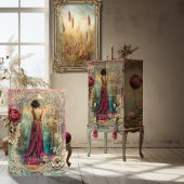 Etherische vrouw,  nouveau, gemengde media tissuepapier