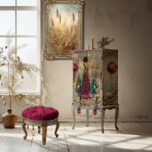 Etherische vrouw,  nouveau, gemengde media tissuepapier