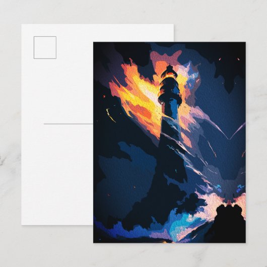Etherische Vuurtoren – Dramatisch Zeelandschap Briefkaart (Voorkant / Achterkant)