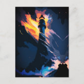 Etherische Vuurtoren – Dramatisch Zeelandschap Briefkaart (Voorkant)