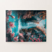 Etherische waterval in de lente legpuzzel (Horizontaal)