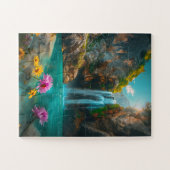 Etherische waterval in de lente legpuzzel (Horizontaal)