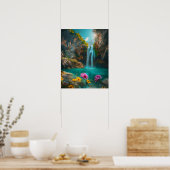 Etherische waterval in de lente poster (Keuken)