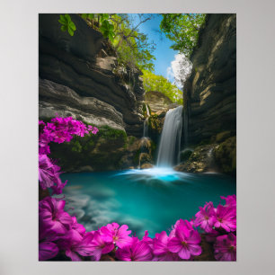 Etherische waterval in de lente poster