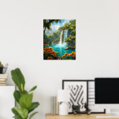 Etherische waterval in de lente poster (Thuiskantoor)