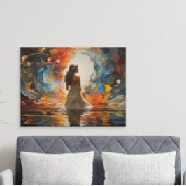 Etherische Waterverf Abstracte vrouw in het water Poster