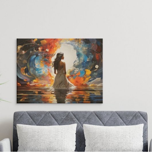 Etherische Waterverf Abstracte vrouw in het water Poster