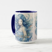 Etherische Waterverf Fantasy Blauwe Zeemeermin Mok (Voorkant links)