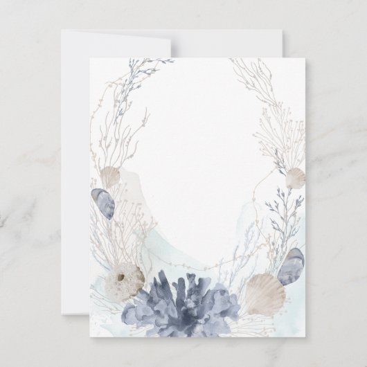 Etherische Waterverf Koraal Seashell Save The Date Kaart (Achterkant)