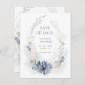 Etherische Waterverf Koraal Seashell Save The Date Kaart (Voorkant / Achterkant)