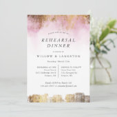 Etherische Waterverf Roze Goud Repetitie Diner Kaart (Staand voorkant)
