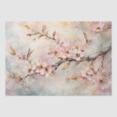 etherische Waterverf roze kersenbloesemtak Tissuepapier (Voorkant)