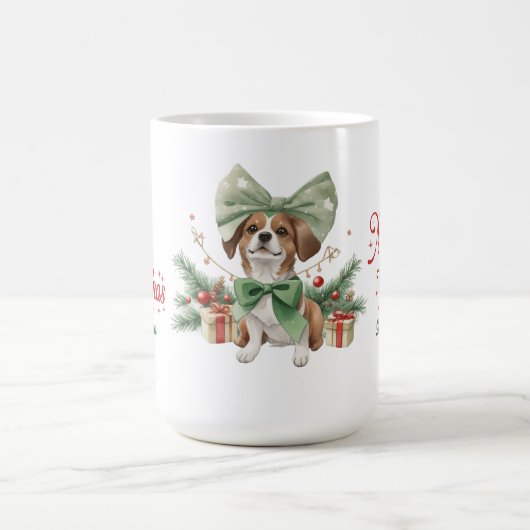 Etherische waterverf schattige corgi met kerstboog koffiemok (Center)