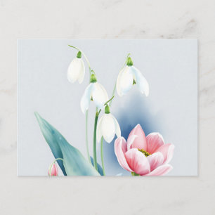 Etherische Waterverf Sneeuwklokjes en Hellebores Briefkaart