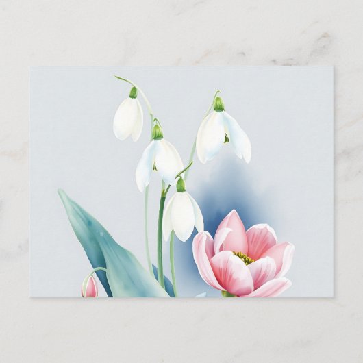 Etherische Waterverf Sneeuwklokjes en Hellebores Briefkaart (Voorkant)