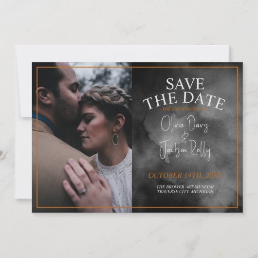 ETHERISCHE Waterverf Zwart Moody Halloween Gothic Save The Date (Voorkant)