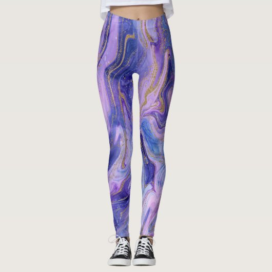 Etherische Wattebal Marmer Waterverf Fantasie Leggings (Voorkant)