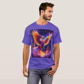 Etherische wedergeboorte: Rainbow Phoenix in Viole T-shirt (Voorkant volledig)