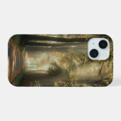 Etherische weg onder de bomen iPhone 15 case (Achterkant horizontaal)