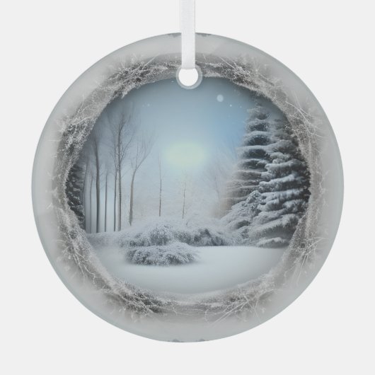 Etherische Winter Scene Glass Ornament (Voorkant)