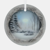 Etherische Winter Scene Glass Ornament (Achterkant)