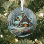 Etherische Winter Scene Kinkade geïnspireerd Glas Ornament<br><div class="desc">Mooie winterscène geïnspireerd door Thomas Kinkade zal schitteren en reflecteren uw lichten en een aanvulling op uw kerstboom en de rest van uw vakantiehuis. Prachtige kleuren. Bedankt om te zoeken; we waarderen uw bedrijf bij Paws Charming.</div>
