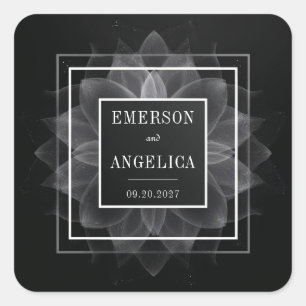 Etherische Witte Bloem Monochromatische Geometrisc Vierkante Sticker