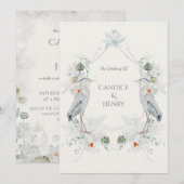 Etherische Witte Bloemen Blauwe Heron Natuur Bruil Kaart (Voorkant / Achterkant)