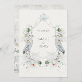 Etherische Witte Bloemen Blauwe Heron Natuur Bruil Kaart