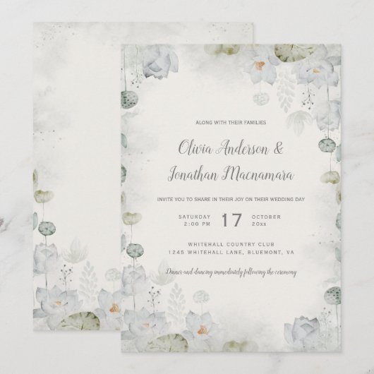 Etherische Witte Bloemen Salie Groen Blauwgroen Iv Kaart (Voorkant / Achterkant)