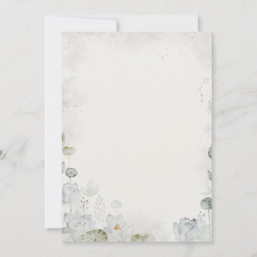 Etherische Witte Bloemen Salie Groene Crest Bruilo Kaart (Achterkant)