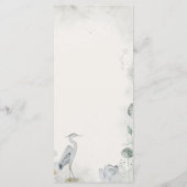 Etherische Witte Bloemen Watervogels Bruiloft Menu (Achterkant)