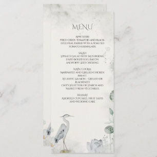 Etherische Witte Bloemen Watervogels Bruiloft Menu