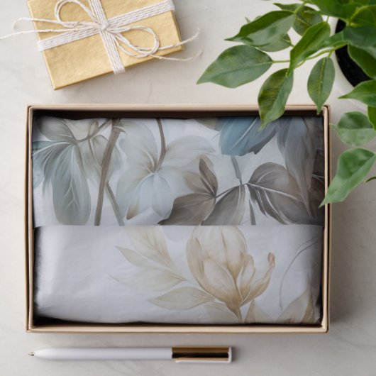 Etherische witte en blauwe bloemen boeket decoupag tissuepapier (Geschenk)