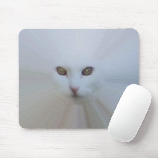 etherische witte kat muismat (Met muis)