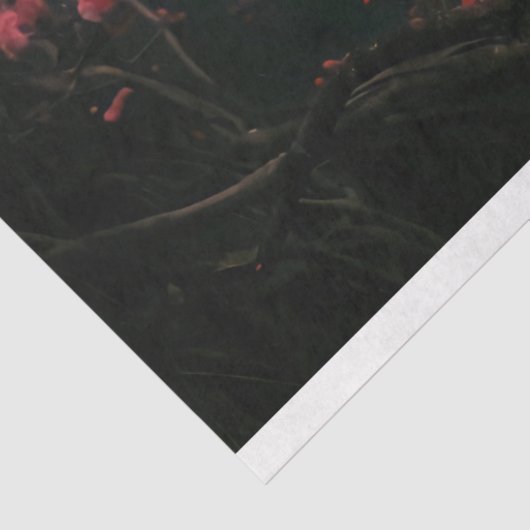 Etherische witte pauw, kersenbloesemboom tissuepapier (Detail)